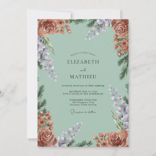 Invitación Boda de Vid Terracota y Espuma de Mar