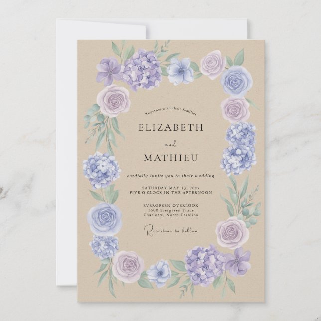Invitación Boda de Vid Verde Clara y Tanilla (Anverso)