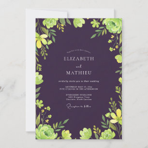 Invitación Boda de Vid Verde Claro Ciruelo