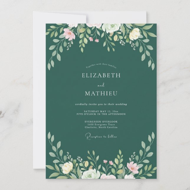 Invitación Boda de Vid Verde Esmeralda (Anverso)
