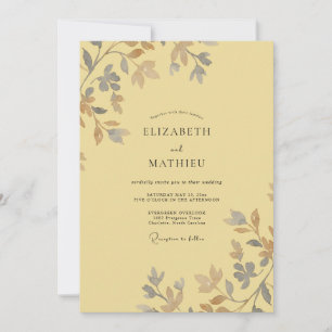 Invitación Boda de Vid Verde Gris Mantequilla
