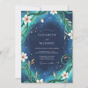 Invitación Boda de Vid Vid Teal de Medianoche
