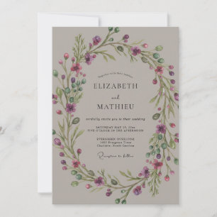 Invitación Boda de Vid Vino Amaranto Taupe