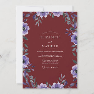 Invitación Boda de Vid Vino Lavanda