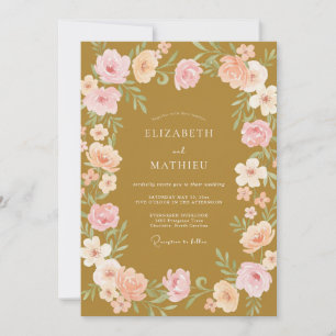 Invitación Boda de Vid Vino Rosado Mostaza