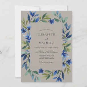 Invitación Boda de Vid Vino Tono Grisáceo
