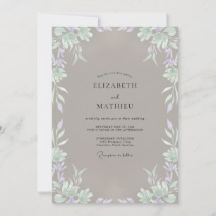 Invitación Boda de Vid Vistosa de Color Caracol