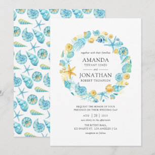 Invitación Boda de vida en el mar azul y amarillo