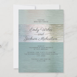 Invitación Boda de vidrio de mar azul turquesa elegante y pla