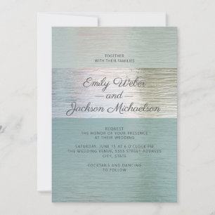 Invitación Boda de vidrio de mar azul turquesa elegante y pla