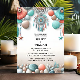 Invitación Boda de vidrio marino apilado de arena de agua de 
