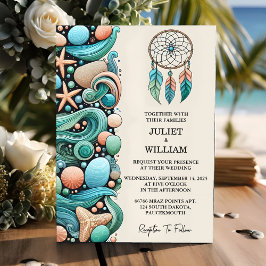 Invitación Boda de vidrio marino apilado por arte de arena tr