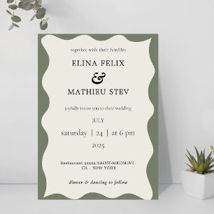 Invitación Boda de vieira verde e marfil moderno