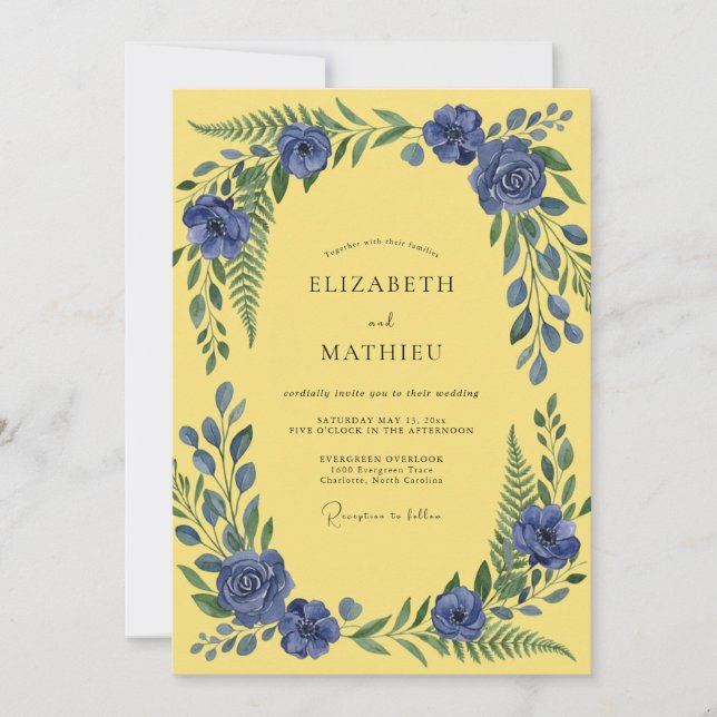 Invitación Boda de Viña Cobalto Mantequilla (Anverso)