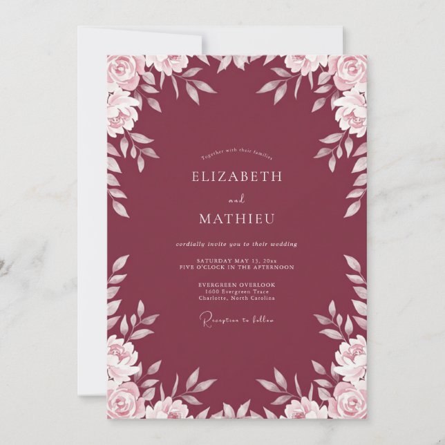 Invitación Boda de viña de Borgoña (Anverso)
