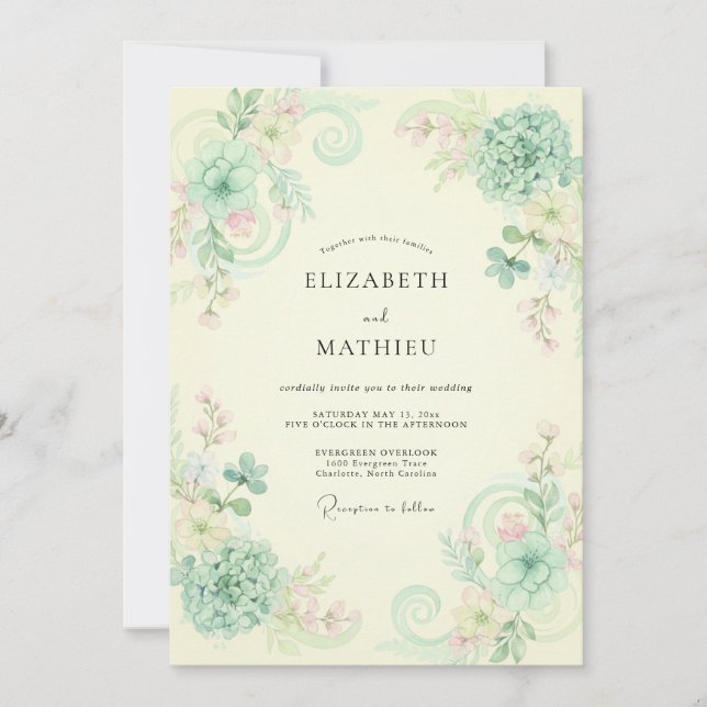 Invitación Boda de Viña de Champán con Crema (Anverso)