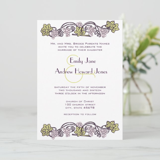 Invitación Boda de viña de lavadora de cosecha verde oliva (Anverso de pie)