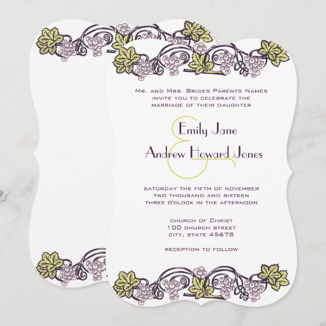 Invitación Boda de viña de lavadora de cosecha verde oliva (Anverso / Reverso)