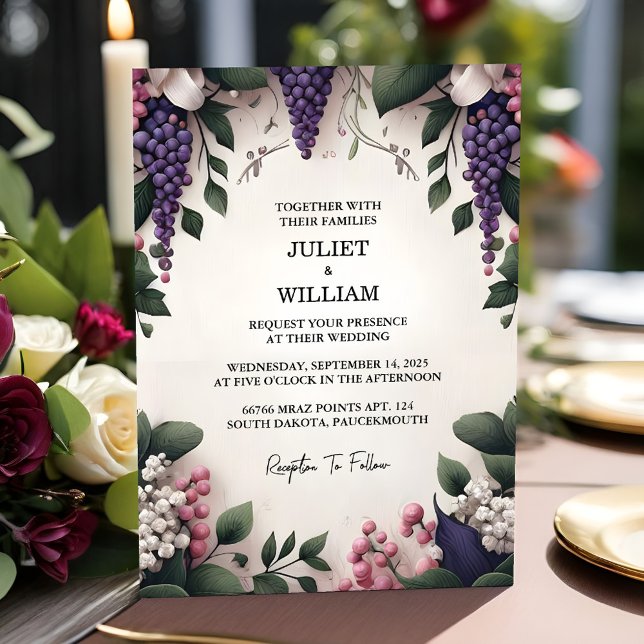 Invitación Boda de viña de marfil de madera de semilla rural (Subido por el creador)