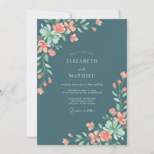 Invitación Boda de viña de pizarra coral