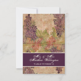 Invitación Boda de viña de uva de edad avanzada Número de asi