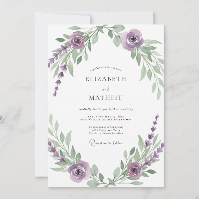Invitación Boda de Viña Violeta Amatista (Anverso)