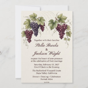 Invitación Boda de viñedo con viña y arco de acuarela