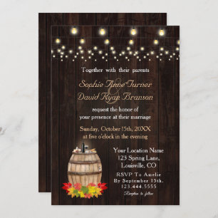 Invitación Boda de viñedos de barril de vino de otoño