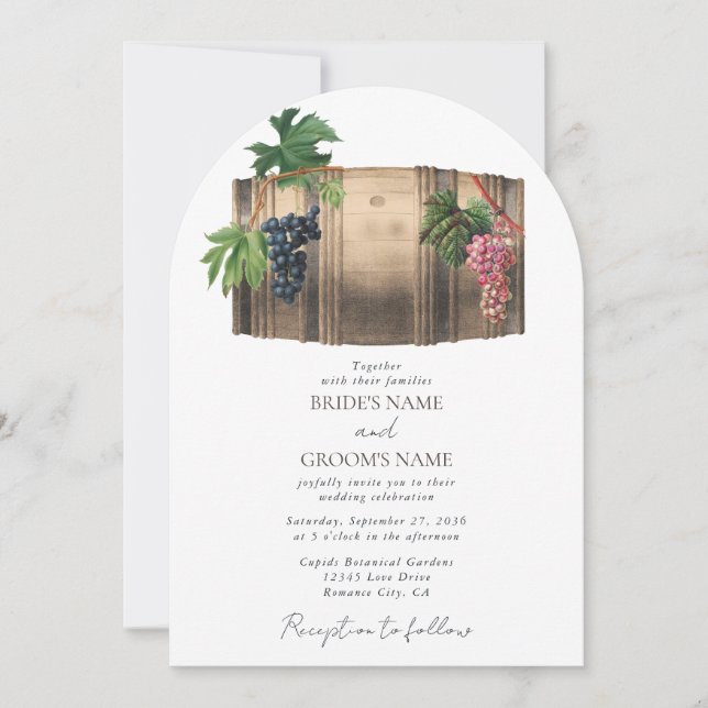 Invitación Boda de viñedos de barril de vino ruso (Anverso)