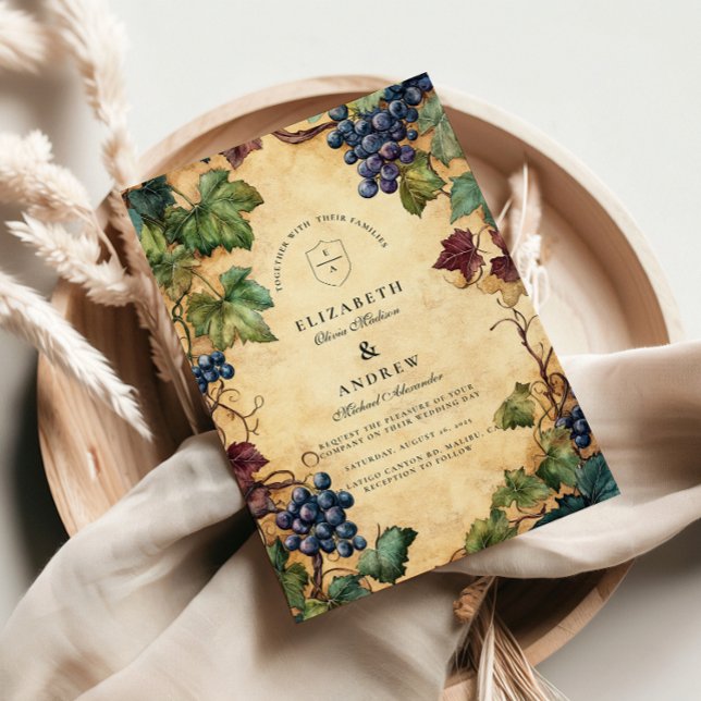 Invitación Boda de viñedos de época Grapevine Tema (Subido por el creador)