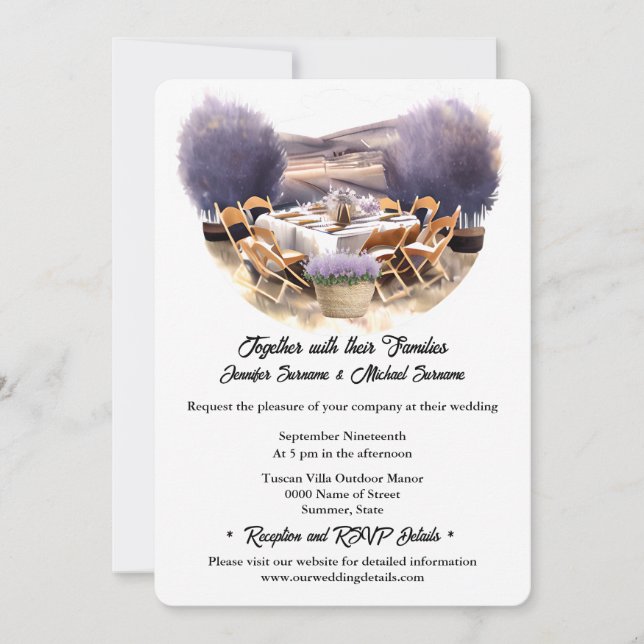 Invitación Boda de viñedos de verano de la Toscana (Anverso)