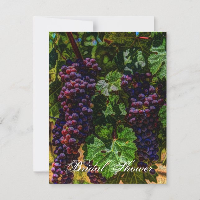 Invitación boda de viñedos románticos de uvas violetas (Anverso)
