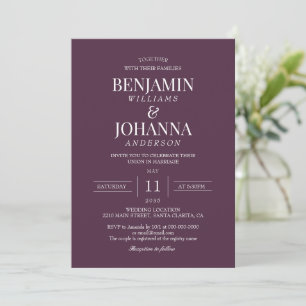Invitación Boda de vino de color burdeos clásico elegante