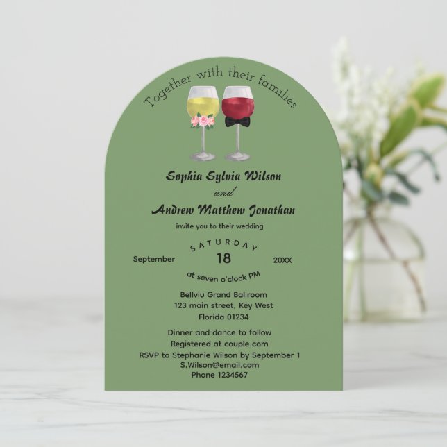 Invitación Boda de vino de la pareja moderna Boho Arch (Anverso de pie)