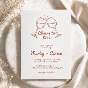 Invitación Boda de vino de terracota caprichosa dibujada a ma