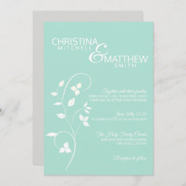 Invitación Boda de Vino Verde y Gris Claro de la Mint Pastel