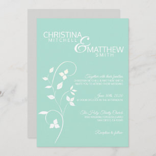 Invitación Boda de Vino Verde y Gris Claro de la Mint Pastel