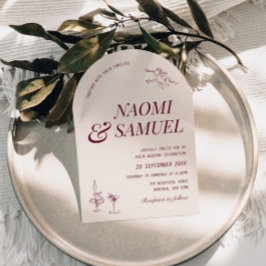 Invitación Boda de vinos de Rubor con nombres en negrita