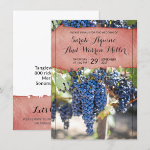 Invitación Boda de vinos de uva de bodega rústica