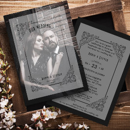 Invitación Boda de Vintage de lujo Florece Efecto Vellum