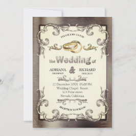 Invitación Boda de Vintage de Relieve metalizado-oro-plata-la