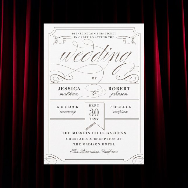 Invitación Boda de Vintage de Ticket Antiguo (Subido por el creador)