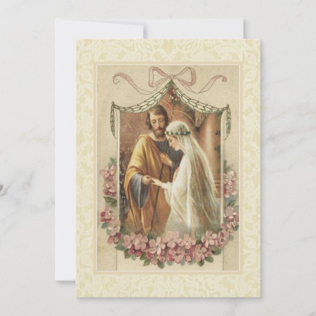 Invitación Boda de Vintage Tradicional Católica (Anverso)