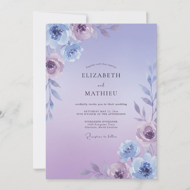Invitación Boda de Violeta Pintada de Lila (Anverso)