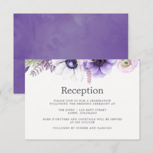 Invitación Boda de Violeta Polvorienta Acuarela Floral Recepc