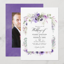 Boda de Violeta Polvorienta Foto Floral Acuarela