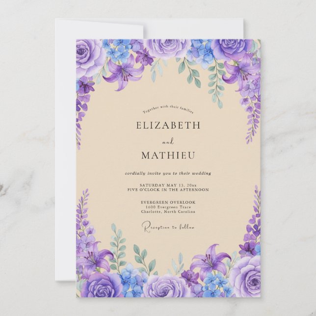 Invitación Boda de Violeta Wisteria (Anverso)