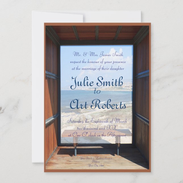 Invitación Boda de vista tropical (Anverso)