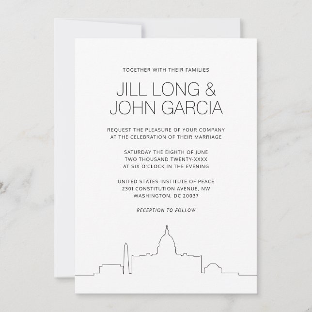 Invitación Boda de Washington DC (Anverso)