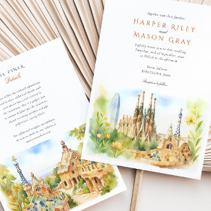 Invitación Boda de Watercolor Barcelona España